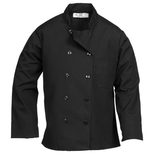 Black Chef Coat with Pearl Buttons