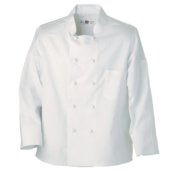 white chef coat with knot buttons