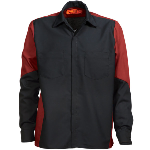 Long-sleeve two-tone black and red men's shirt