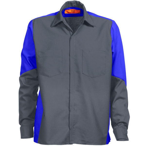 Long-sleeve two-tone blue and grey men's shirt