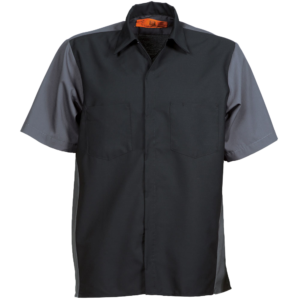 Short-sleeve two-tone black and charcoal men's shirt