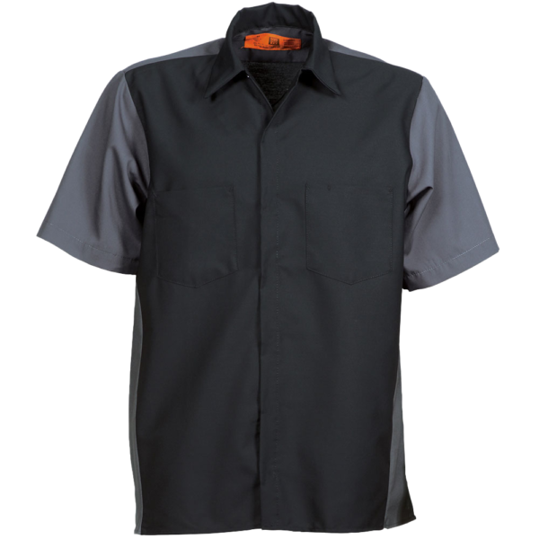 Short-sleeve two-tone black and charcoal men's shirt