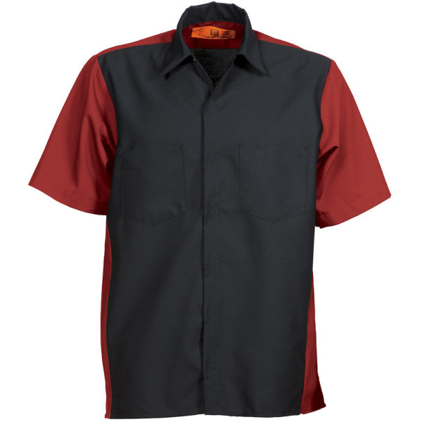 Short-sleeve two-tone black and red men's shirt